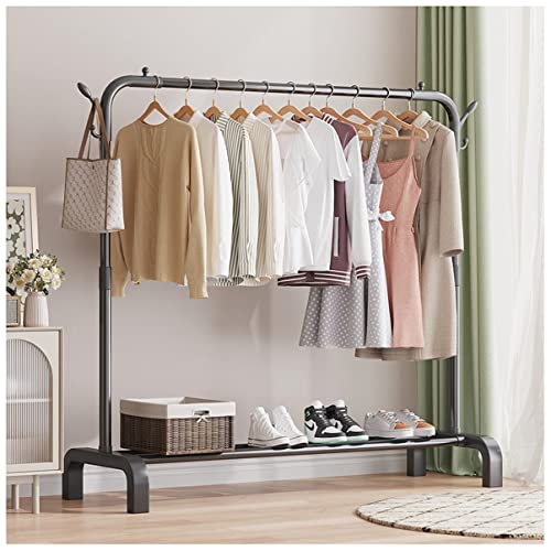HuAnGaF Exquisite Clothes Rail Rack Clothes Rack Metal Clothing Rack with Bottom Shelf Coat Rack Top Rod Organizer Shirt Towel Rack and Lower Storage Shelf for Boxes Shoes Boots/Black/110cm von HuAnGaF
