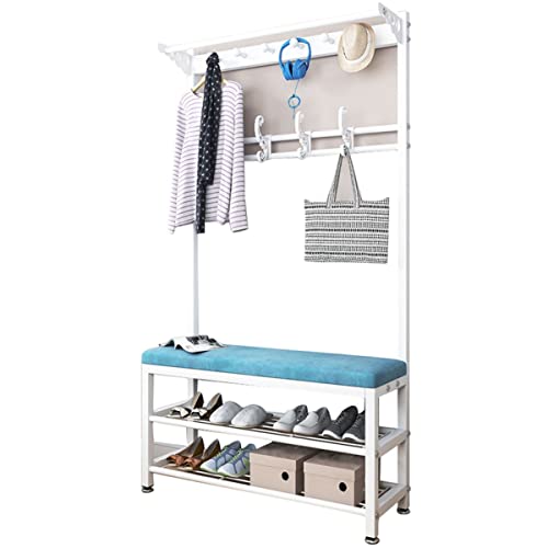 HuAnGaF Exquisite Clothes Rail Rack Coat Rack Stand, Free Standing with Removable Hooks, Bench and Shoe Rack, for Entryway, Bedroom, Bathroom and Kitchen (White 80x33x170 von HuAnGaF