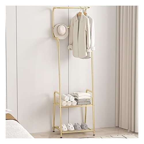 HuAnGaF Exquisite Clothes Rail Rack Coat Rack Stand Versatile Storage Rack Coat Rack with Shoe Rack Home Office Hallway Bedroom (Gold 50 * 40 * 178c von HuAnGaF