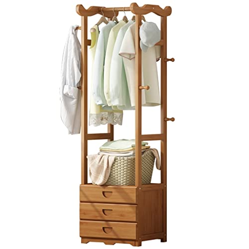 HuAnGaF Exquisite Clothes Rail Rack Coat Rack with Drawers 3-in-1 Multifunctional with 6 Hooks Coat Shelf with Storage Dressers for Entrance Foyer Mudroom (Brown a von HuAnGaF
