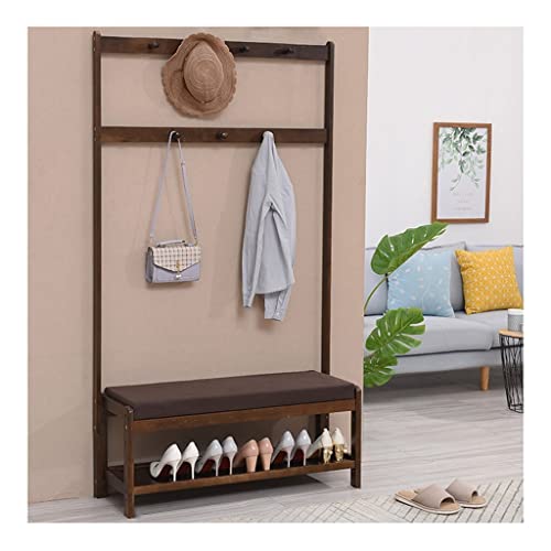 HuAnGaF Exquisite Clothes Rail Rack Coat Rack with Shelf 2-Tier Coat and Shoe Rac Entryway Coat Rack Hallway Bench Storage Organizer with 5-7 Hooks 3-in-1 Design von HuAnGaF