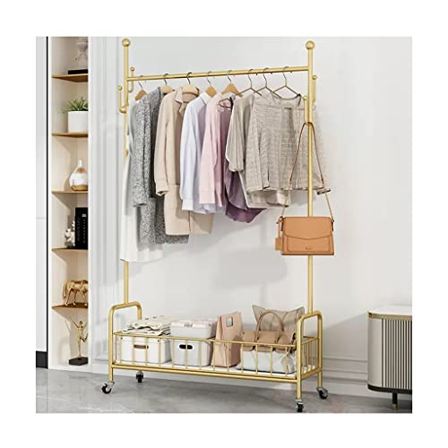 HuAnGaF Exquisite Clothes Rail Rack Coat Racks Freestanding with 6 Hooks Heavy-Duty Clothing Rack with Casters for Bedroom Bathroom Living Room (Gold 100 * 30 von HuAnGaF