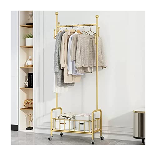 HuAnGaF Exquisite Clothes Rail Rack Coat Racks Freestanding with 6 Hooks Heavy-Duty Clothing Rack with Casters for Bedroom Bathroom Living Room (Gold 60 * 30 * 1 von HuAnGaF