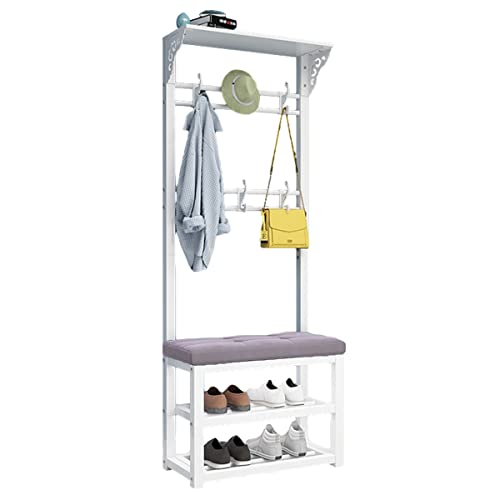 HuAnGaF Exquisite Clothes Rail Rack Coat Stand Hallway Coat Hanger with Removable Hooks Bench and Shoe Rack Entryway Rack for Clothes Hat for Entryway Bedroom (D von HuAnGaF