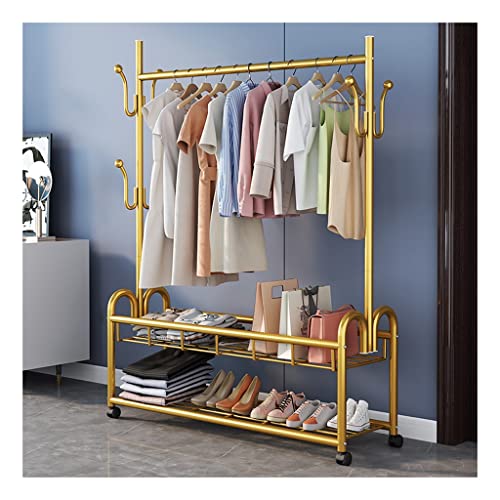 HuAnGaF Exquisite Clothes Rail Rack Entryways Entryway Bench with Coat Rack with Shoe Rack Entryway Home Furniture 3-in-1 Clothes Rack with 2 Storage and 6 Hooks (GOL von HuAnGaF