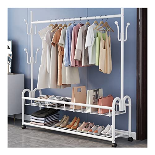 HuAnGaF Exquisite Clothes Rail Rack Entryways Entryway Bench with Coat Rack with Shoe Rack Entryway Home Furniture 3-in-1 Clothes Rack with 2 Storage and 6 Hooks (WHI von HuAnGaF