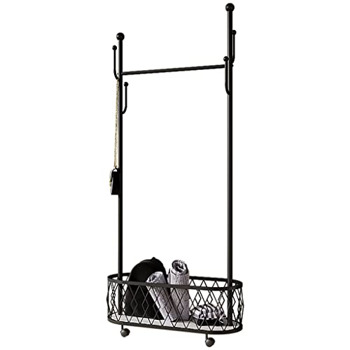 HuAnGaF Exquisite Clothes Rail Rack Heavy Duty Coat Rack with Wheels for Entryway Coat with 6 Hooks 3-in-1 Coat Rack with Storage von HuAnGaF