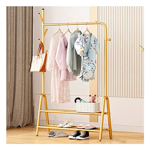 HuAnGaF Exquisite Clothes Rail Rack Portable Metal Clothes Rack Metal Clothing Coat Rack with Double Layer Shelf for Stoclothes Shoes Suitable for Bedroom Living Room/Gold/80cm von HuAnGaF