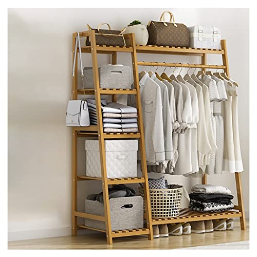 HuAnGaF Exquisite Clothes Rail Rack Stand Garment Rack Hanging Coat Rack Wardrobe with 7 Tier Storage Shelves and 2 Coat Hooks for Entryway and Bed Room (Color : Khaki, Size : 110 * 40 * 14 von HuAnGaF