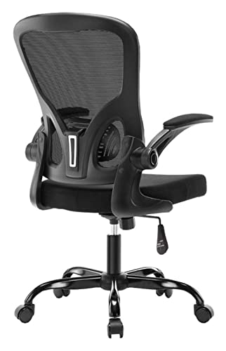 office chair Bedrooms Mesh Computer Office Chair with Flip up Armrests Padded Desk Chair With Torsion Control Bearing weight 120kg (Color : Black) Chair (Color : Black) needed Comfortable anniversary von HuAnGaF