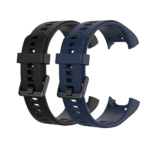 Huabao Armband Kompatibel mit Garmin vivosmart HR,Verstellbares Silikon Sport Strap Ersatzband für Garmin vivosmart HR Smart Watch (Schwarz + Dunkelblau) von Huabao