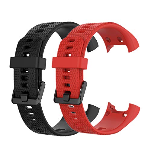 Huabao Armband Kompatibel mit Garmin vivosmart HR,Verstellbares Silikon Sport Strap Ersatzband für Garmin vivosmart HR Smart Watch (Schwarz + Rot) von Huabao