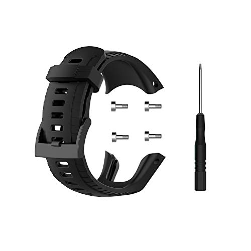 Huabao Armband Kompatibel mit Suunto 5,Verstellbares Silikon Sport Strap Ersatzband für Suunto 5 Smart Watch (Schwarz) von Huabao