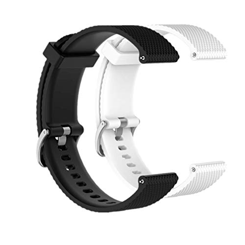 Huabao Silikon Ersatz Armband für Garmin Vivoactive 3/SUUNTO 3 Fitness/Garmin Vivomove HR (Schwarz + Weiß, L(155-230mm)) von Huabao