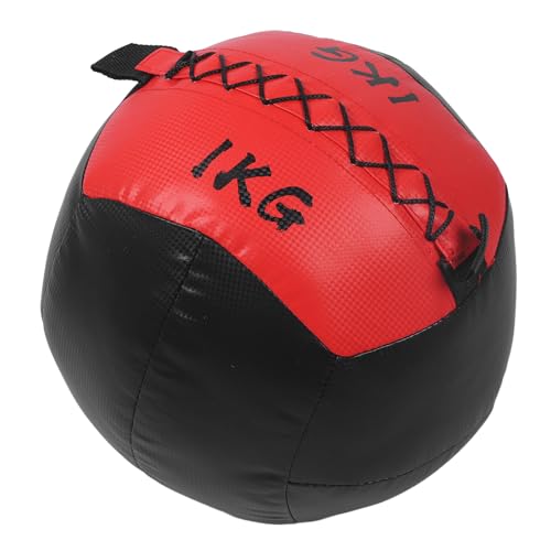 Huairdum Gymnastik-Wandball, Leicht zu Greifender, Gewichteter Wandball aus PU-Leder, 1,1 Kg, für Krafttraining (Schwarz Rot) von Huairdum