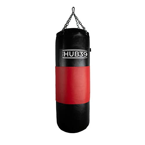 Hub39 - Boxsack aus Leder, Boxsack, gefüllt, 50 kg. - Boxsack, Länge 100 cm. von Hub39