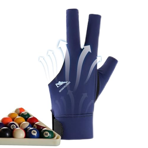 Hudhowks Handschuhe Billard,Billardhandschuhe - Elastische Billard-Queue-Sporthandschuhe - Pool-Handschuhe für die Linke oder rechte Hand, 3-Finger-Pool-Billard-Handschuhe, atmungsaktive von Hudhowks