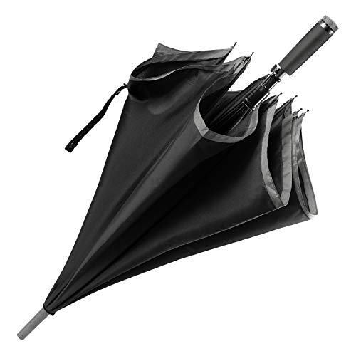 Hugo Boss Gear Regenschirm Stockschirm aus Polyester in der Farbe Schwarz-Grau, Maße offen: Länge ca. 91 cm, Durchmesser ca. 108 cm, HUN007A von Hugo Boss