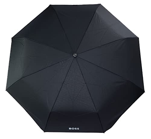 Hugo Boss Loop Black Regenschirm Taschenschirm aus Polyester in der Farbe Schwarz, Maße offen: Länge ca. 60 cm, Durchmesser ca. 100 cm, HUF304A von Hugo Boss