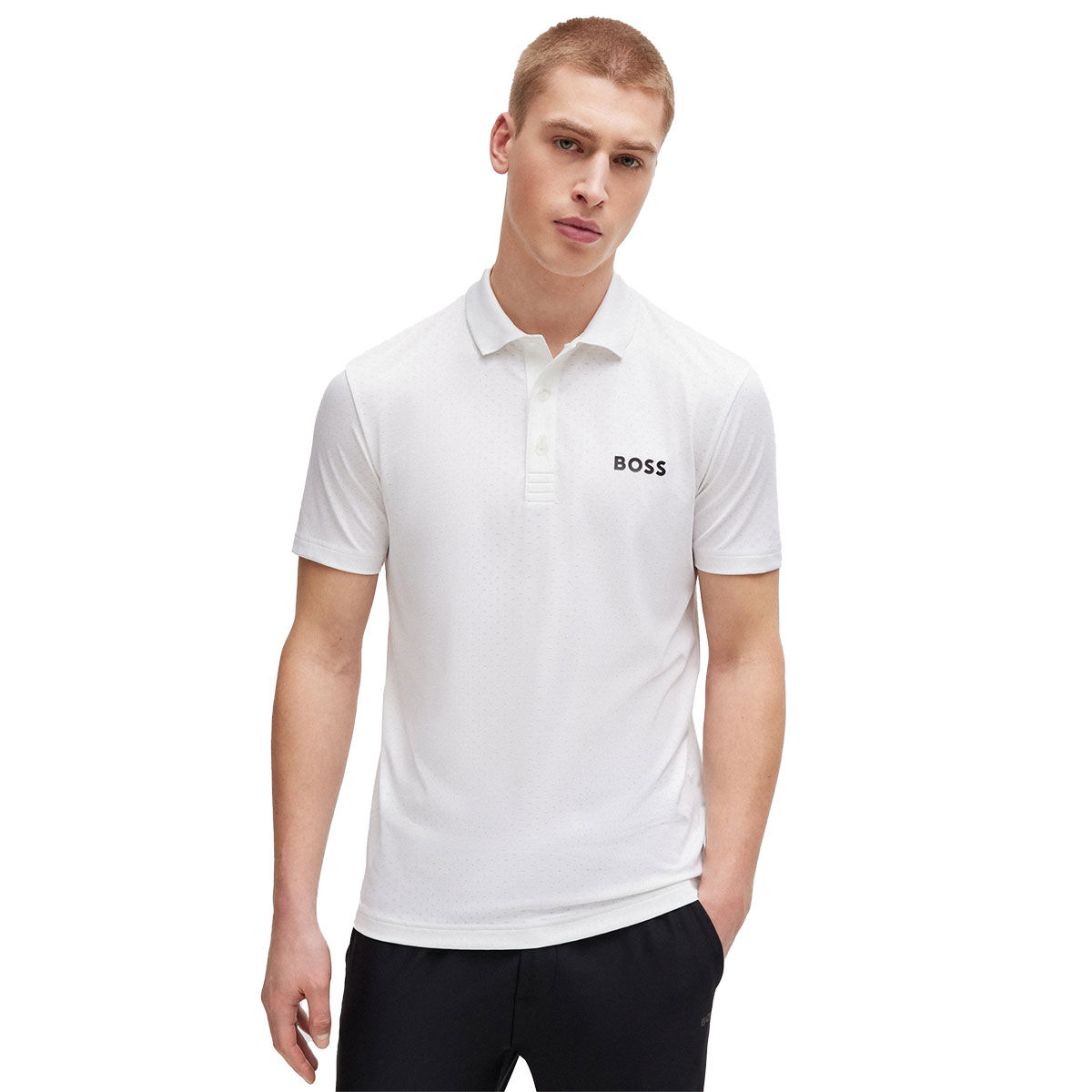Hugo Boss Men's Paddytech Golf Polo Shirt, Mens, White, Small | American Golf von Hugo Boss