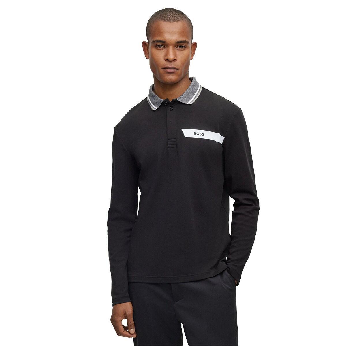 Hugo Boss Men's Plisy 1 Long Sleeve Golf Polo Shirt, Mens, Black, Medium | American Golf von Hugo Boss