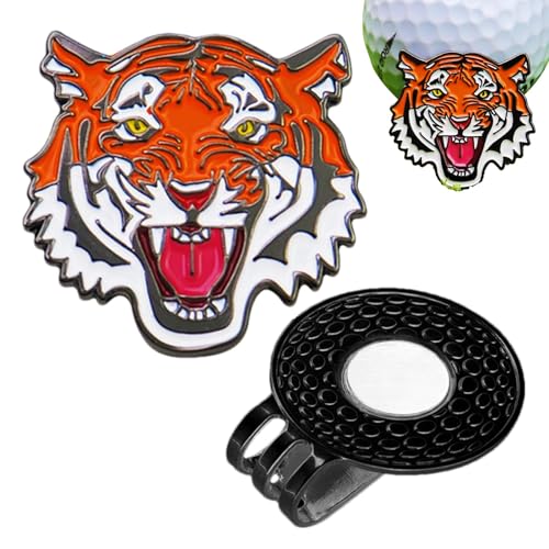 Hugsweet Magnetischer Golfballmarker, magnetischer Hutclip für Golfmarker | Tiger Design Golfmarker - Magnetische Golfball-Markierungshalter, Golfball-Halter-Clip, starker magnetischer Griff für von Hugsweet