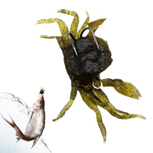 Hugsweet Weicher Krabbenköder, künstlicher Krabben-Angelköder | 3D realistischer Krabben-Angelköder - Mit Haken sinkt der Krabbenköder zum Meeresangeln ins Wasser, um Garnelen anzulocken von Hugsweet