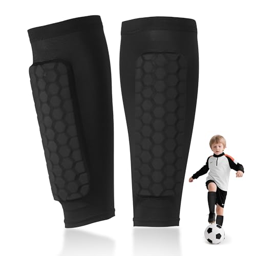 Huiguli Schienbeinschoner Kinder Fussball, 1 Paar Sport Schienbeinschutz mit Anti-Rutsch-Streifen für Kinder, Stoßfest Schienbeinschoner für Fußball Jugendliche (XS) von Huiguli