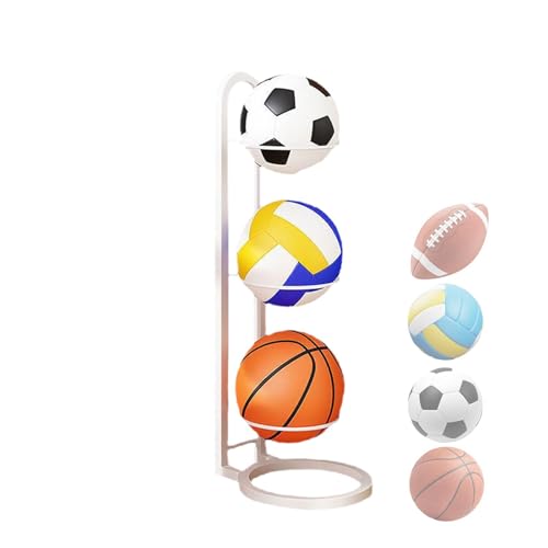 Hujinkan Ballaufbewahrungsregal, ballständer, ballständer Fussball, Basketball Holder, Ball aufbewahrung, ballregal, Vertical Ball Storage Rack, Removable Storage, Mehrschichtiges Ball-Organizer-Rack von Hujinkan