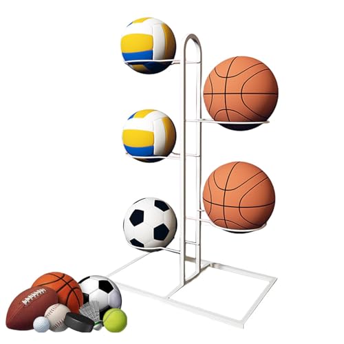 Hujinkan Ballaufbewahrungsregal, ballständer, ballständer Fussball, Basketball Holder, Ball aufbewahrung, ballregal, Vertical Ball Storage Rack, Removable Storage, Mehrschichtiges Ball-Organizer-Rack von Hujinkan