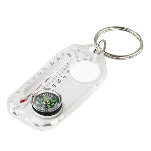 Hujinkan Mini-Kompasse, Thermometer, Schlüsselanhänger, Taschen-Survival-Kompass - Mini-Kompass-Schlüsselanhänger im Taschenformat | Überlebensthermometer-Kompass-Schlüsselanhänger, von Hujinkan
