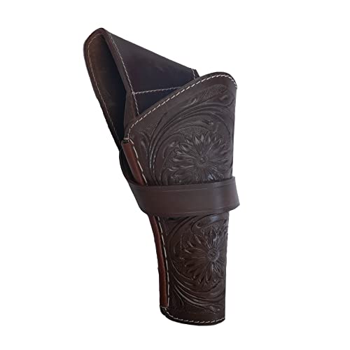 Hulara Full Grain Buff Leather Cross Draw Holster Gun Holder 22 .38/357 .44/45 Cal Revolver Gun Western Holster Fit 4" to 8" Revolver Holster von Hulara