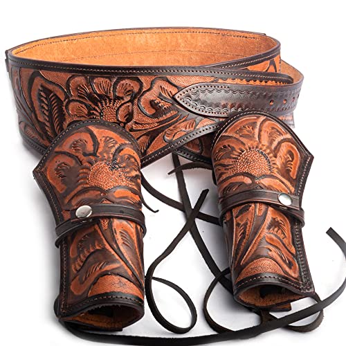 Hulara Full Grain Buff Leather Western Holster for Men Heritage Rough Rider 22 Holster Cowboy 357 Magnum Holster and Belt .38/.357 Cal Revolver Holster von Hulara