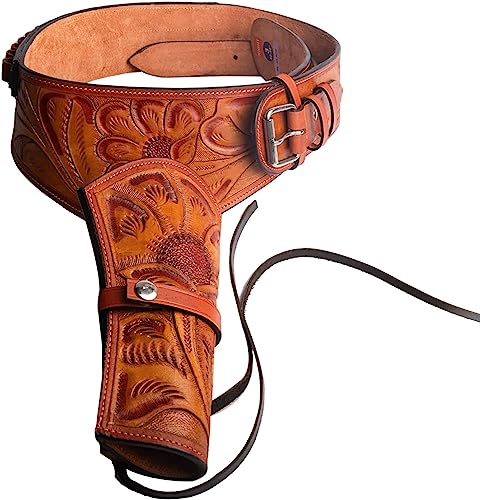 Hulara Western-Waffengürtel, Echtleder, verdeckter Holstergürtel für Männer und Frauen, Heritage Rough Rider 357 Magnum Holster, Cowboy-Kostüm, .22 und .38/.357 Cal Revolverholster, taktisches Holster von Hulara