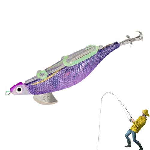 Humdcdy Tintenfisch-Jig, Im Dunkeln leuchtender Tintenfisch-Jig,Fluoreszierender Oktopus-Köder | Salzwasser-Angelköder, Fluoreszierende Tintenfisch-Jig-Haken, Tintenfisch-Ärmel-Jigs zum Angeln, von Humdcdy