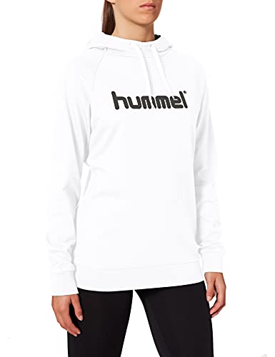 HUMMEL Damen Kapuzenpullover HMLGO Cotton Logo Hoodie, Weiß, XL, 203517-9001 von hummel