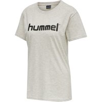 hummel GO Baumwoll Logo T-Shirt Damen kurzarm egret melange L von Hummel