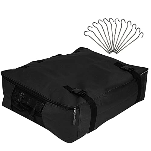 Aufbewahrungstasche für Zelt Teppich - 45x35x15 cm - mit 12 Heringen - Transport Tasche - Zeltteppich - schwarz - 420D Polyester - wasserdicht von Hummelladen