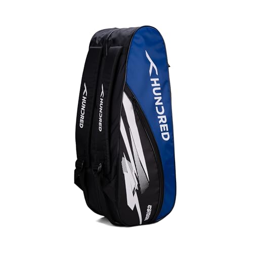 Hundred Cosmogear Badminton Kit-Bag (Black/Royal Blue) | Double Zipper | Bag with Front Zipper Pocket | Material: Polyester| Padded Back Straps | Easy-Carry Handle von Hundred
