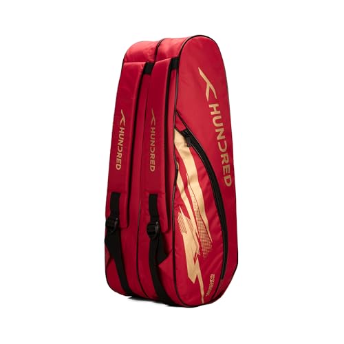 Hundred Cosmogear Badminton Kit-Bag (Red) Double Zipper Bag with Front Zipper Pocket Material Polyester Padded Back Straps Easy-Carry Handle von Hundred