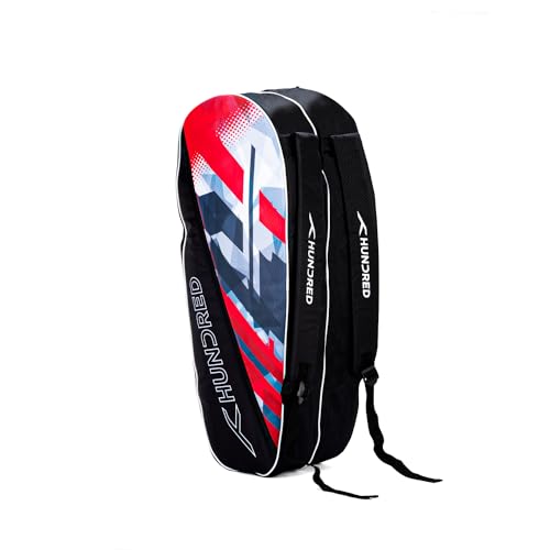 Hundred Ideal Badminton and Tennis Racquet Kit Bag (Black) | Material: Polyester | Multiple Compartment with Side Pouch | Easy-Carry Handle | Padded Back Straps | Front Zipper Pocket (Red, 6 in 1) von Hundred