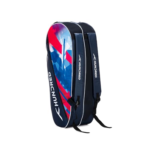Hundred Ideal Badminton and Tennis Racquet Kit Bag (Navy) Material Polyester Multiple Compartment with Side Pouch Easy-Carry Handle Padded Back Straps Front Zipper Pocket (Red, 6 in 1) von Hundred