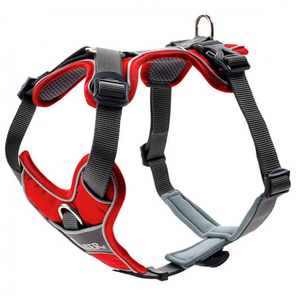 Hunter - Harness Divo - Hundegeschirr Gr Hals 19-32 cm, Bauch 34-47 cm - Breite 1,5 cm rot/grau von Hunter