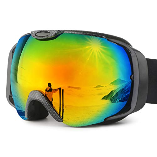 HuoBi Skibrille, Schneesportbrille Outdoor Skibrille OTG 100% UV Schutz Skibrille, winddichte und beschlagfreie Snowboardbrille für Männer Frauen Erwachsene Jugend von HuoBi