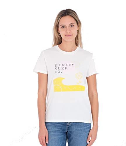 Hurley Damen Daisy Relaxed Girlfriend T-Shirt, Marshmallow/Sulphur, XS von Hurley