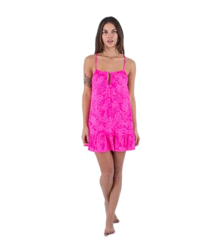 Hurley Damen Jungle Walk Tie Front Mini Kleid Dress, Pink Punch, L von Hurley
