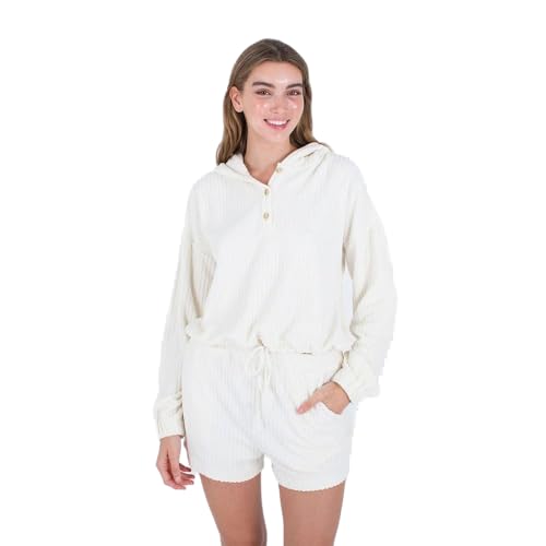 Hurley Damen Trista Henley Hoodie Kapuzen-Sweatshirt, Weiß (Whisper White), L von Hurley
