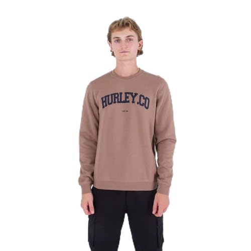 Hurley Herren Applikation Crew Sweatshirt, Taupe, S von Hurley