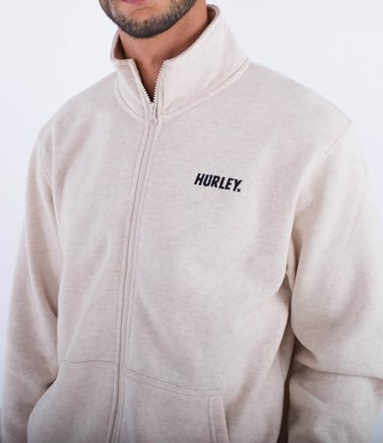 Hurley Herren Fastlane Zip Fleece Pullover Sweater, Sandfarben, S von Hurley