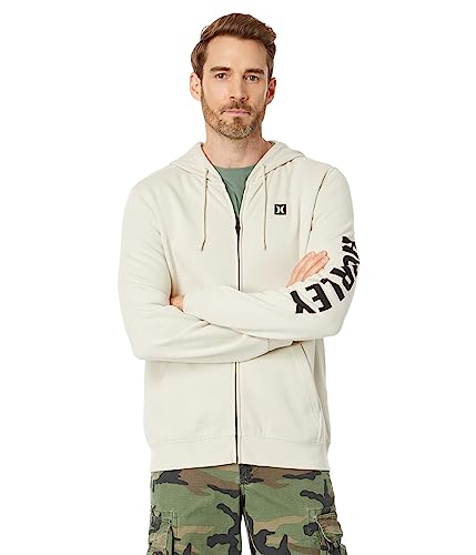 Hurley Herren Icon Boxed Fleece Reißverschluss Pullover Sweater, Knochenfarben, M von Hurley